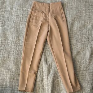 Zara High-Waist Tailored Camel Dress Pants Size XS